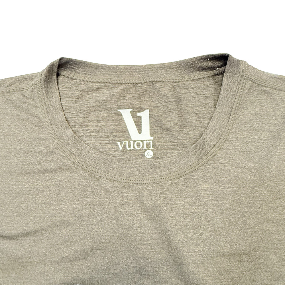 Vuori Tradewind Performance Shirt Pocket Crew Men Heather Green Active Gym XL